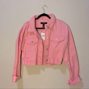 Cropped jean jacket (pink)
